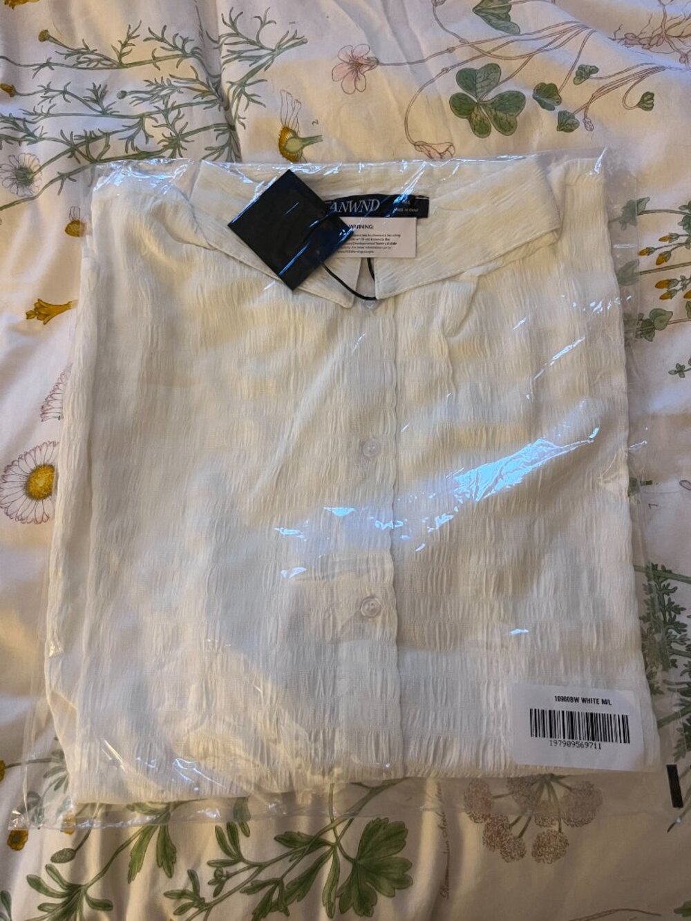 New York & Co Off White Long Sleeve Lightweight Sheer Cotton Button Down Shirt - Picture 7 of 7